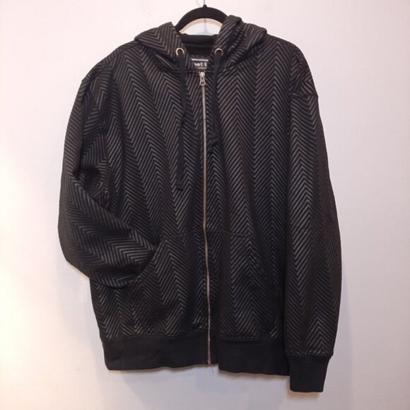 Foot Locker Zip Front Sweatshirt Jacket Hoodie Fleece Lined Athletic Black - Picture 14 of 14